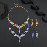 Cross-Border Jewelry Exaggerated Necklace Earring Set Clavicle Chain Decorative Dress Accessories Retro Fashion Colorful Jewelry
