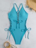 European and American sexy backless one-piece swimsuit, multi-color cross-strap bikini