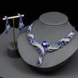 Cross-Border Jewelry Exaggerated Necklace Earring Set Clavicle Chain Decorative Dress Accessories Retro Fashion Colorful Jewelry