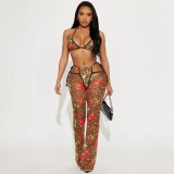 FC1471 European and American cross-border fashion retro animal print camisole top and slim-fit long pants two-piece set leopard print