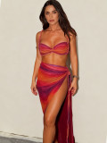 Beach vacation style swimsuit for women, new spring collection, sexy backless halter neck strap bodycon skirt two-piece set
