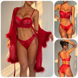 Sexy lace push-up bra set for women, see-through mesh thong, shapewear lingerie two-piece set 8126