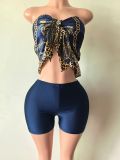 Y12 European and American cross-border fashion strapless sexy suit with shorts