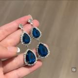 French-style elegant full-diamond floral tassel earrings, light luxury high-end earrings, fashionable and stylish earrings with a unique design