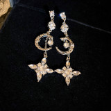 French-style elegant full-diamond floral tassel earrings, light luxury high-end earrings, fashionable and stylish earrings with a unique design