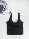 New product of the same style: black polka dot sports vest for women, fitness nude-feel bra, beautiful back, shockproof yoga top