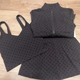 New product of the same style: black polka dot sports vest for women, fitness nude-feel bra, beautiful back, shockproof yoga top