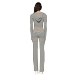 New hot styles limited edition letter print slim-fit zip-up hooded cardigan set