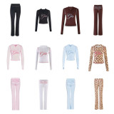 New hot styles limited edition letter print slim-fit zip-up hooded cardigan set