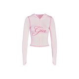 New hot styles limited edition letter print slim-fit zip-up hooded cardigan set