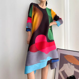 Popular foreign trade plus-size dress from Shenzhen Nanyou, high-end European-style women's clothing, loose-fitting, slimming, three-quarter sleeve, mid-length dress