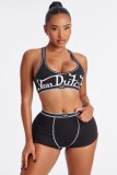 FC1486 European and American fashion cross-border letter print tank top sleeveless summer crop top set sexy hot girl