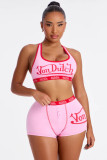 FC1486 European and American fashion cross-border letter print tank top sleeveless summer crop top set sexy hot girl