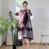 Popular foreign trade plus-size dress from Shenzhen Nanyou, high-end European-style women's clothing, loose-fitting, slimming, three-quarter sleeve, mid-length dress
