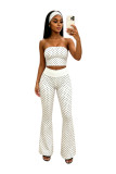 TK6355 European and American fashion women's clothing polka dot tube top high-waisted micro-flared three-piece set (including headscarf)