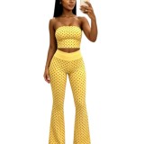 TK6355 European and American fashion women's clothing polka dot tube top high-waisted micro-flared three-piece set (including headscarf)