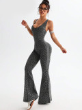 Popular in-stock flared yoga jumpsuits, hot-selling yoga one-piece outfits, wholesale quick-dry