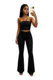 TK6355 European and American fashion women's clothing polka dot tube top high-waisted micro-flared three-piece set (including headscarf)