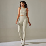 New cross-border European and American seamless cross-back double-strap sports vest bra set with running fitness yoga pants