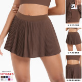 Cross-border European and American style fake two-piece butt-lifting pocket pleated skirt for sports, running, fitness, versatile yoga wear short skirt for women