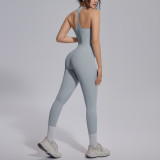 New cross-border solid color double-sided nylon tight-fitting backless yoga outfit set for sports, running, and fitness, two-piece yoga set