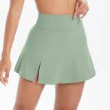 New cross-border European and American high-waisted yoga short skirt, breathable mini skirt-pants for running, fitness, tennis, anti-exposure sports skirt
