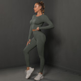 In-stock cross-border European and American seamless peach butt-lifting yoga outfit set, sports running fitness two-piece set for women