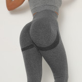 Peach-colored trendy European and American seamless yoga pants, butt-lifting, breathable yoga wear, tight-fitting high-waisted sports leggings for women