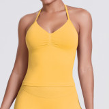 Cross-border seamless knitted solid color sexy backless tank top for running, fitness, and yoga for women