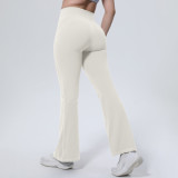 New cross-border patchwork solid color high-waisted butt-lifting tight-fitting wide-leg pants for sports, running, fitness, and yoga for women
