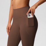 New cross-border solid color double-sided brushed tight high-waisted high-elastic breathable yoga pants for sports, running, and fitness