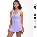 New cross-border seamless anti-exposure sports dress for outdoor running, fitness, yoga, and tennis