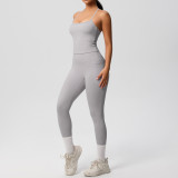 Cross-border European and American tight-fitting yoga fleece vest sports casual outdoor running fitness yoga two-piece set for women