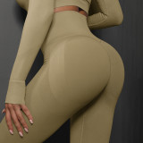 Cross-Border Seamless Smiley Face High Waist Tight Yoga Clothes Peach Hips Training Yoga Pants Sports Running Fitness Pants for Women
