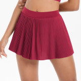 Cross-border European and American style fake two-piece butt-lifting pocket pleated skirt for sports, running, fitness, versatile yoga wear short skirt for women