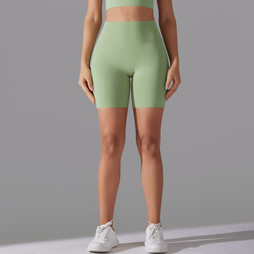 New style no-underwear required, no awkward lines, high-waisted, tight-fitting, zero-feel three-quarter sports shorts for women, suitable for running, fitness, and yoga