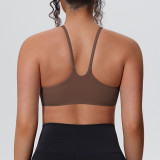 New cross-border solid color double-sided nylon tight-fitting push-up sports bra with beautiful back design for running, fitness, and yoga for women