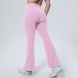 New cross-border patchwork solid color high-waisted butt-lifting tight-fitting wide-leg pants for sports, running, fitness, and yoga for women