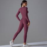New solid color double-sided brushed high-elastic high-waisted tight-fitting butt-lifting training yoga outfit set for women, suitable for running and fitness