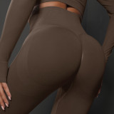 Cross-Border Seamless Smiley Face High Waist Tight Yoga Clothes Peach Hips Training Yoga Pants Sports Running Fitness Pants for Women