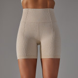 Cross-border European and American seamless solid color dot jacquard high-waisted tummy control butt-lifting yoga shorts for women, suitable for sports, running, and fitness