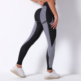 In-stock European and American style seamless knit sexy striped breathable moisture-wicking yoga pants for running and fitness