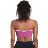 Clearance Sale: Solid Color Two-Tone Beauty Back Top with Built-in Cup, Seamless Sports Bra for Running, Fitness, and Yoga for Women