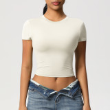 Cross-border double-sided nylon casual tight-fitting quick-dry Pilates top yoga shirt short-sleeve running fitness sports T-shirt