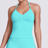 Cross-border seamless knitted solid color sexy backless tank top for running, fitness, and yoga for women