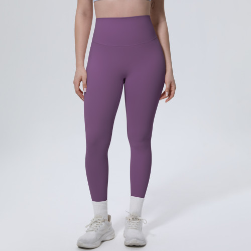 New cross-border thin ice-feel skin-friendly breathable double-sided nylon solid color yoga pants for women for sports, running, and fitness
