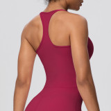 Cross-border European and American solid color tight-fitting high-elastic racerback sports bra for running, fitness, and yoga for women