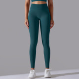 Cross-border European and American seamless knitted solid color high-waisted tight peach-butt-lifting yoga pants for sports, running, and fitness, nine-point length
