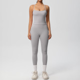 New cross-border European and American solid color double-sided brushed breathable tight-fitting yoga outfit set for sports, running, and fitness, eight-piece set