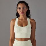 New seamless knitted dot-cross back breathable push-up yoga tank top sports running fitness bra